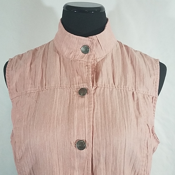 Christopher & Banks Red Wash Button Front Tie Waist Vest - Picture 2 of 8
